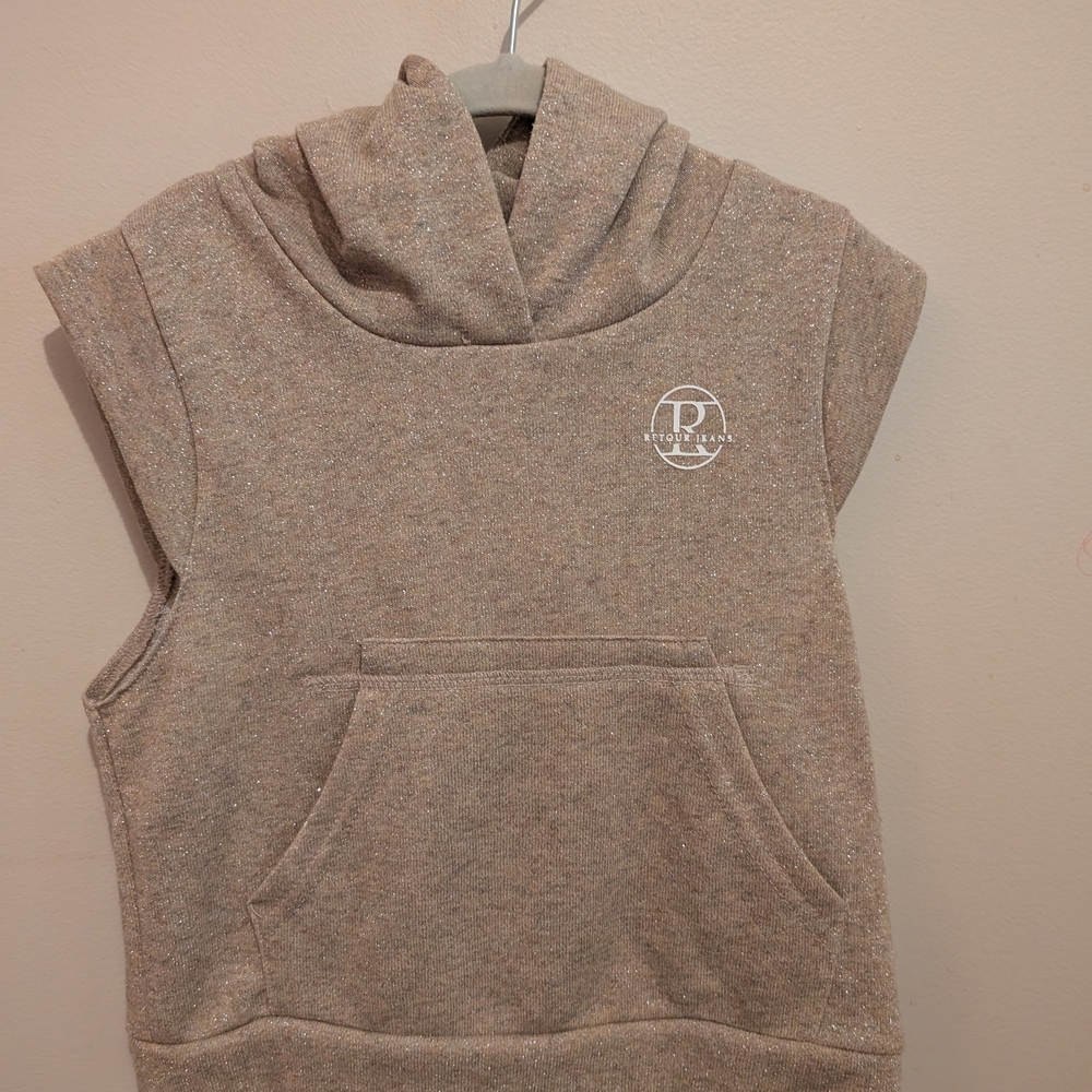 Cozy Tan Sleeveless Hoodie for Kids